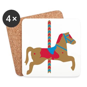 Le cheval de carrousel - Dessous de verre (lot de 4) - blanc - Devant