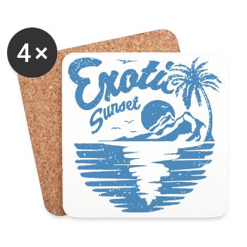 Exotisches Sunset Palm Design - Untersetzer (4er-Set) - Weiß - Vorne