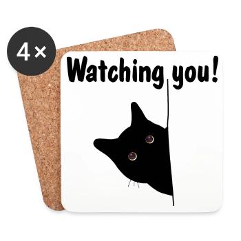 Black cat is watching you! - Untersetzer (4er-Set) - Weiß - Vorne