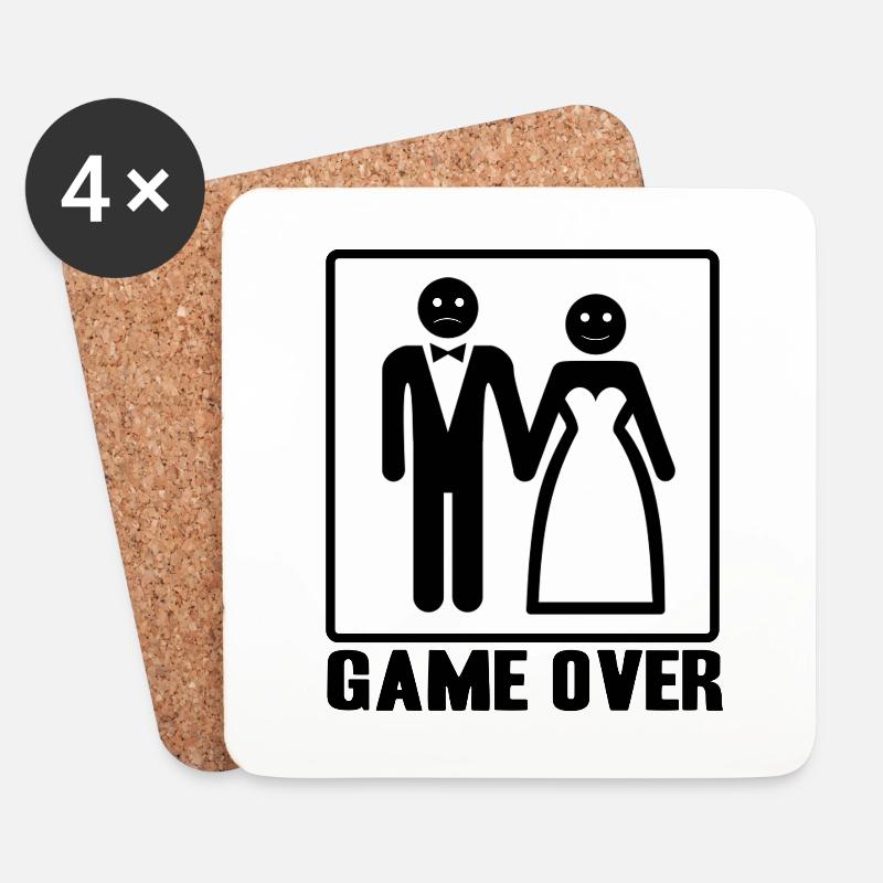NACH DER HOCHZEIT IST DAS GAME OVER! LUSTIG - Untersetzer (4er-Set) - Weiß