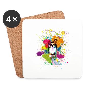 Klekskatze - Dessous de verre (lot de 4) - blanc - Devant