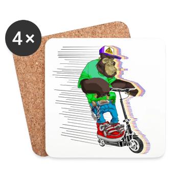 Escooter scooter électrique scooter e-singe cool - Dessous de verre (lot de 4) - blanc - Devant