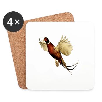 Pheasant shirt gift bird nature animal nectar - Coasters (set of 4) - white - Front