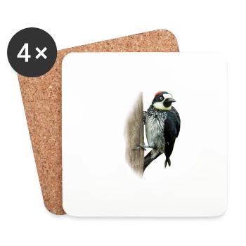 Colorful woodpecker shirt gift bird nature animal nectar - Coasters (set of 4) - white - Front