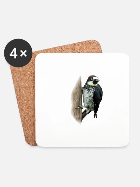 Bunt Specht Shirt Geschenk Vogel Natur Tier Nektar - Untersetzer (4er-Set) - Weiß