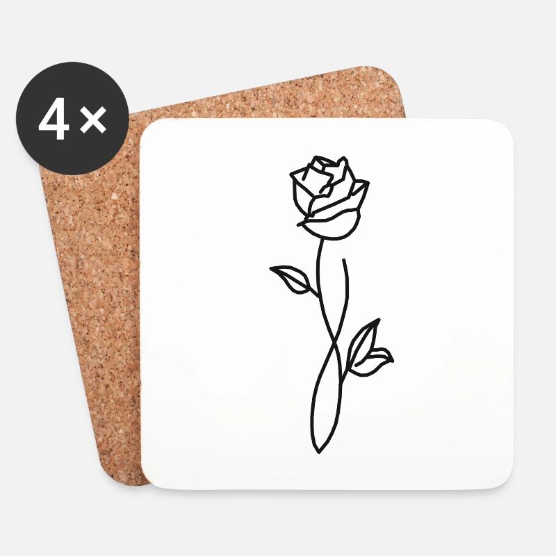 Rose - Untersetzer (4er-Set) - Weiß