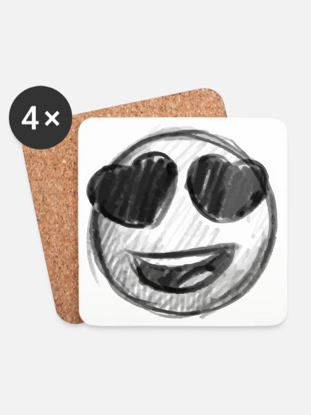 Emoji Kuss Herz Liebe Emoji - Untersetzer (4er-Set) - Weiß