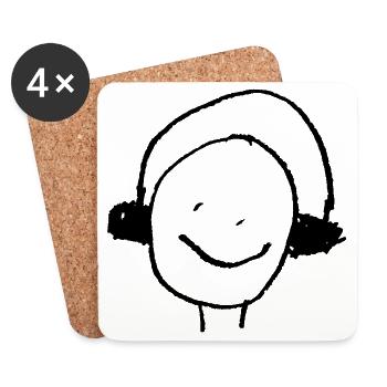 Kopfhörer oder Ohrenwärmer Kinderzeichnung DJ - Untersetzer (4er-Set) - Weiß - Vorne