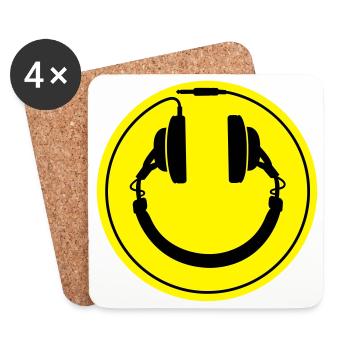 Headphones smiley wire plug - Coasters (set of 4) - white - Front