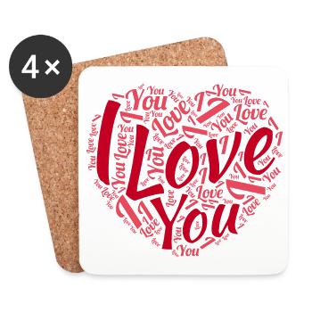 Saint Valentin - Dessous de verre (lot de 4) - blanc - Devant