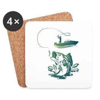 Fishing / Fisherman / Boat / Fishing - Coasters (set of 4) - white - Front