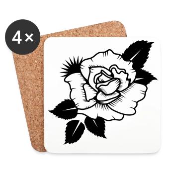 A Rose Dessiné - Dessous de verre (lot de 4) - blanc - Devant