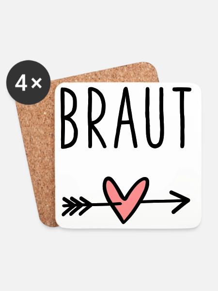 Braut Herz Amor Pfeil Junggesellenabschied - Untersetzer (4er-Set) - Weiß