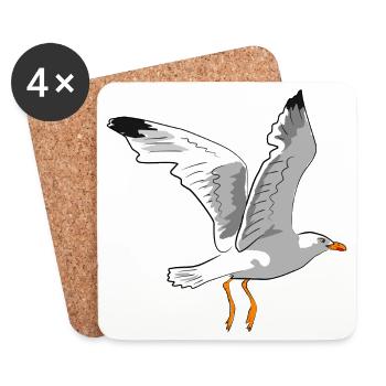Stilvolle Möwe im Flug - Untersetzer (4er-Set) - Weiß - Vorne