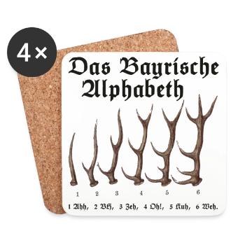 Das Bayrische Alphabet aus Bayern - Untersetzer (4er-Set) - Weiß - Vorne