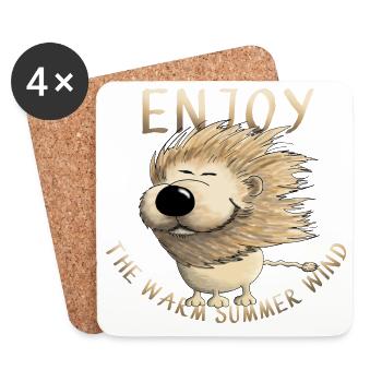 Enjoy - Drolly Lion - Coasters (set of 4) - white - Front