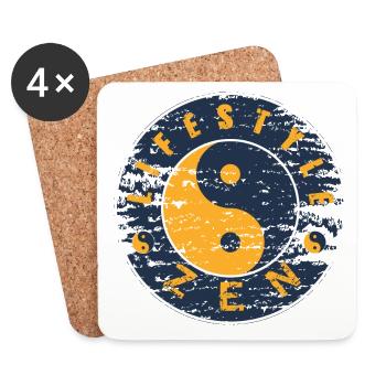 Yin Yang Zen Vintage Circle - Coasters (set of 4) - white - Front