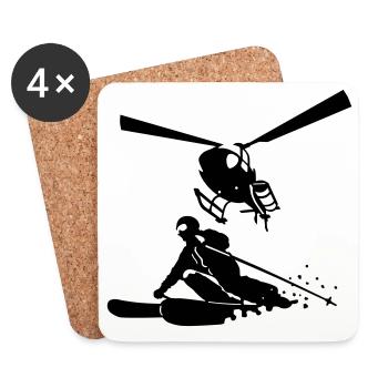 Heliskiing - Dessous de verre (lot de 4) - blanc - Devant