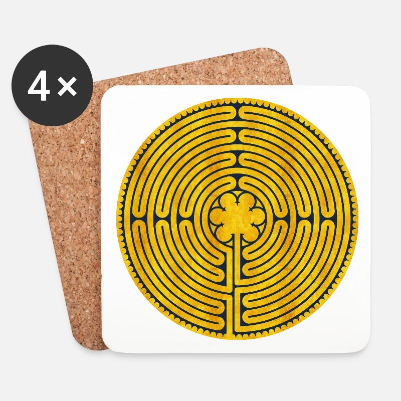 Chartres Labyrinth - Untersetzer (4er-Set) - Weiß