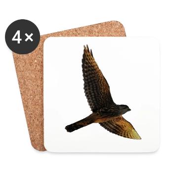 Falke fliegt. Greifvogel - Untersetzer (4er-Set) - Weiß - Vorne