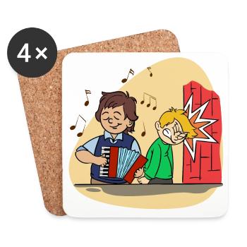 Accordion Accordion Funny Cartoon Cartoon Music - Coasters (set of 4) - white - Front