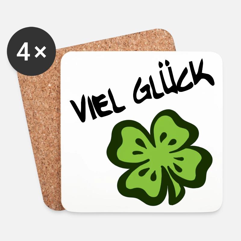 VIEL GLÜCK! Vierblättriges Kleeblatt - Untersetzer (4er-Set) - Weiß