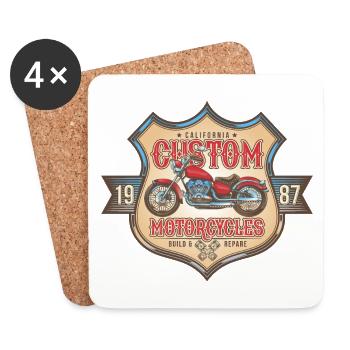 Custom Motorcycles America Motorcycle Retro Gift - Coasters (set of 4) - white - Front