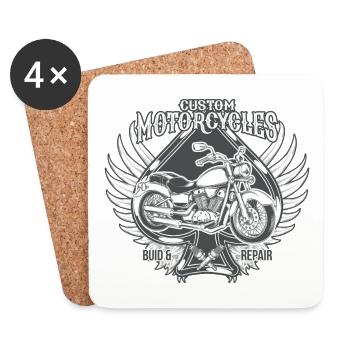 Custom Motorcycles America Motorcycle Retro Gift - Coasters (set of 4) - white - Front