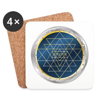 Sri Yantra, Géométrie Sacrée - Dessous de verre (lot de 4) - blanc - Devant