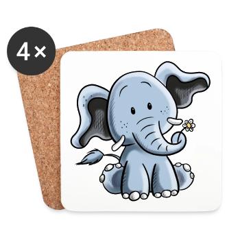 Happy Elefant I Elefantenbaby I Kinder Geschenk - Untersetzer (4er-Set) - Weiß - Vorne