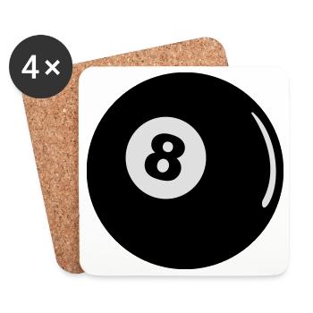 Billard Kugel schwarze 8 Ball Geschenk Pool - Untersetzer (4er-Set) - Weiß - Vorne