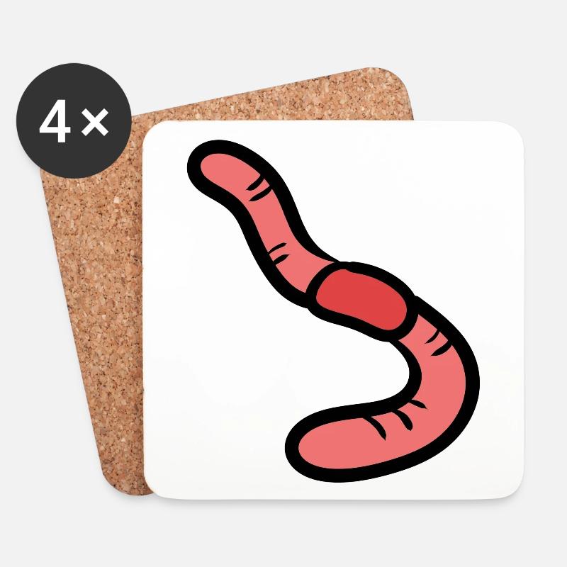Regenwurm - Earthworm - Untersetzer (4er-Set) - Weiß