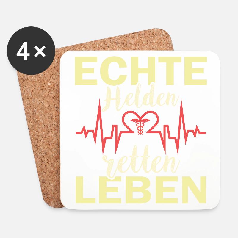 Echte Helden retten Leben -Sanitäter und Notarzt - Untersetzer (4er-Set) - Weiß