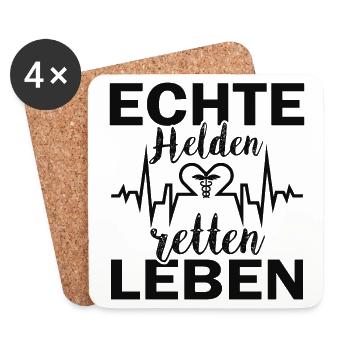 Wahre Helden sind Lebensretter - Untersetzer (4er-Set) - Weiß - Vorne