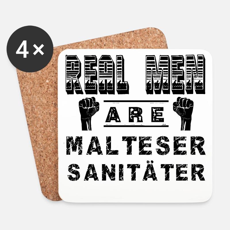 ECHTE Kerle sind Malteser und Sanitaeter - Untersetzer (4er-Set) - Weiß