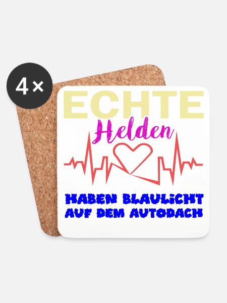 echte Helden haben Blaulicht auf dem Dach - Untersetzer (4er-Set) - Weiß