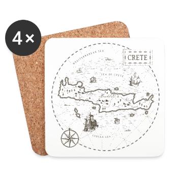 Vintage Karte Kreta - Untersetzer (4er-Set) - Weiß - Vorne