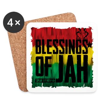 Bénédiction des JAH aux couleurs du reggae - Dessous de verre (lot de 4) - blanc - Devant