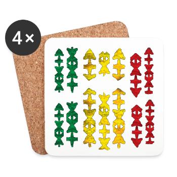 Indigenous Tribal Pattern Motifs Reggae - Coasters (set of 4) - white - Front