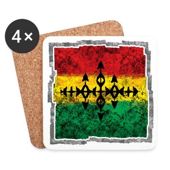 Abstraktes Reggae Färbe-Cross - Untersetzer (4er-Set) - Weiß - Vorne