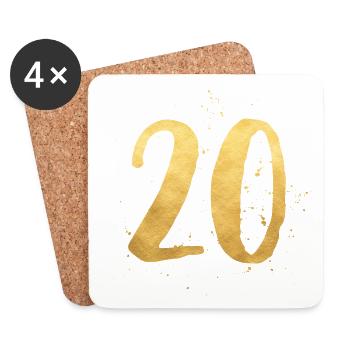 20 gold runder Geburtstag zwanzig Geschenk Zahl - Untersetzer (4er-Set) - Weiß - Vorne