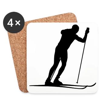Ski Langlauf - Untersetzer (4er-Set) - Weiß - Vorne
