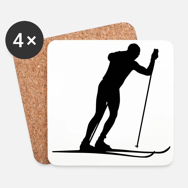Ski Langlauf - Untersetzer (4er-Set) - Weiß