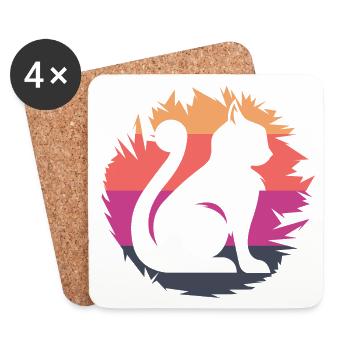 Cat Icon Colors Illustration Icon - Coasters (set of 4) - white - Front