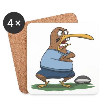 Neuseeland Rugby Kiwi Haka Geschenk Idee - Untersetzer (4er-Set) - Weiß - Vorne