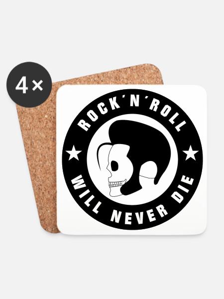 Rock and Roll und Rockabilly - Untersetzer (4er-Set) - Weiß