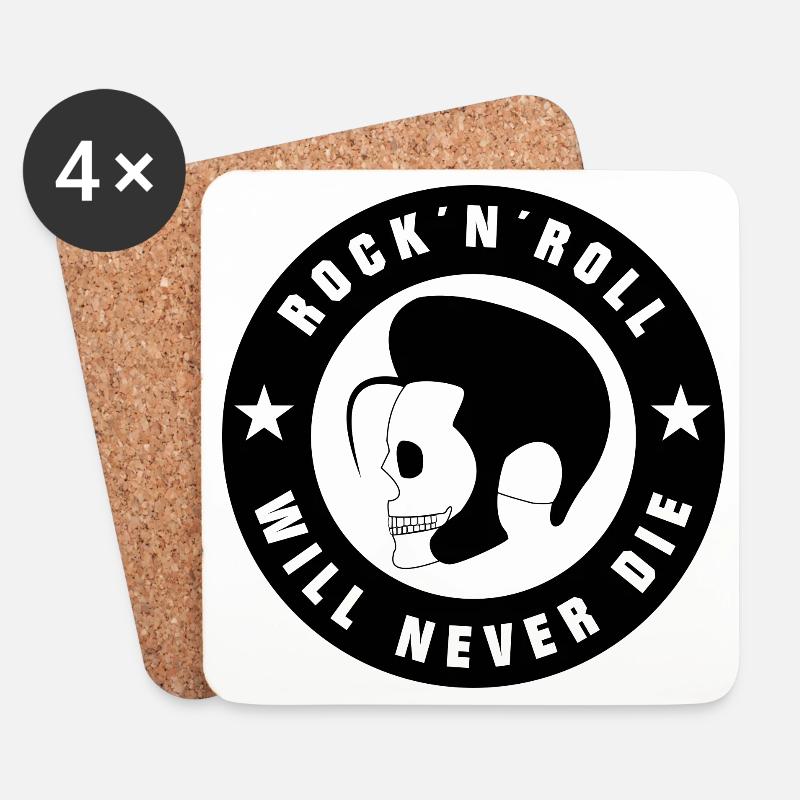 Rock and Roll und Rockabilly - Untersetzer (4er-Set) - Weiß
