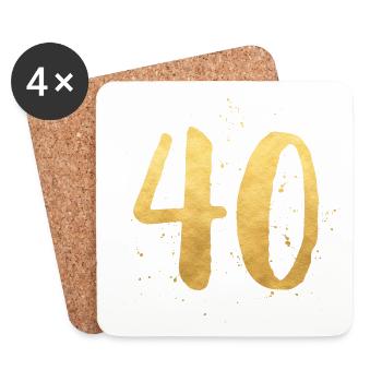 40 gold runder Geburtstag vierzig - Untersetzer (4er-Set) - Weiß - Vorne