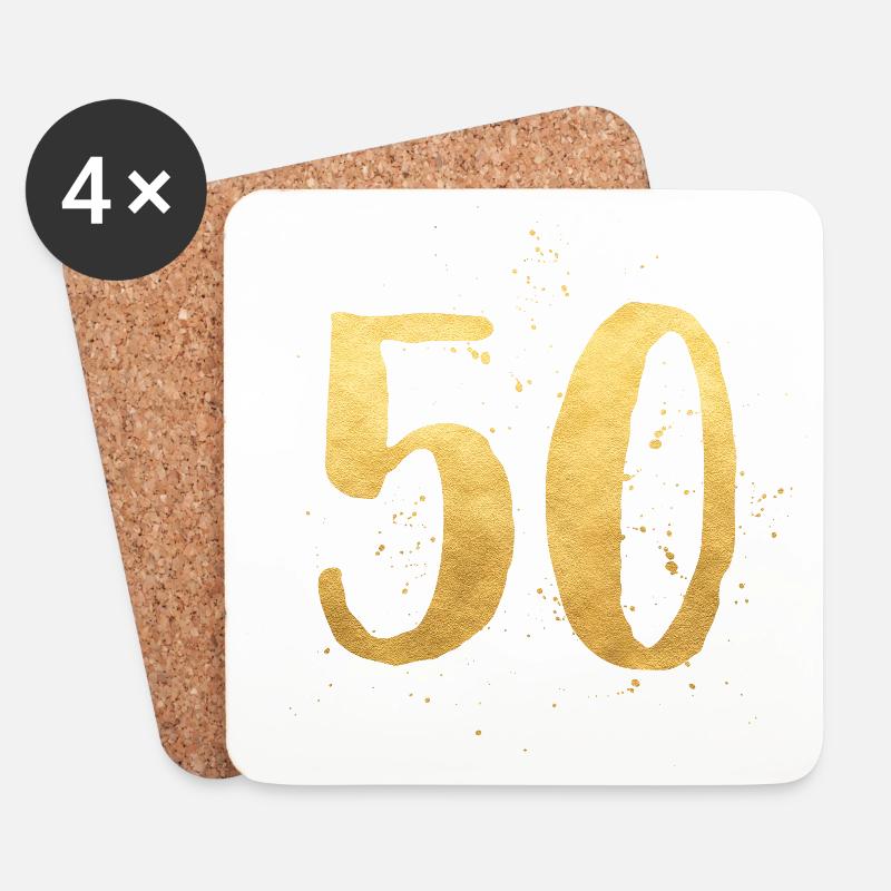 50 gold runder Geburtstag fünfzig Geschenk Zahl - Untersetzer (4er-Set) - Weiß