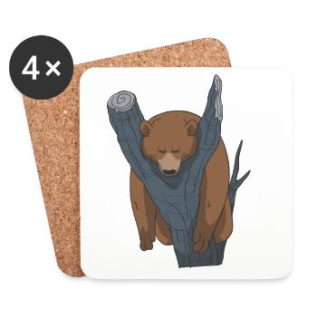 Schlafender Bär Geschenk Idee - Untersetzer (4er-Set) - Weiß - Vorne